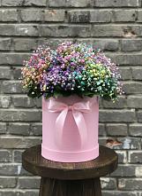 Цветочная композиция из Гипсофила и Розы в шляпной коробке в Мордвес