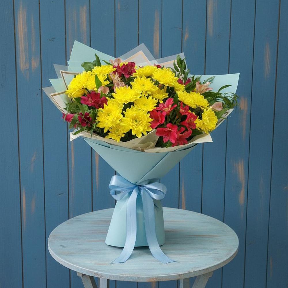 Букет цветов из: Альстромерии и Хризантемы в Мордвес