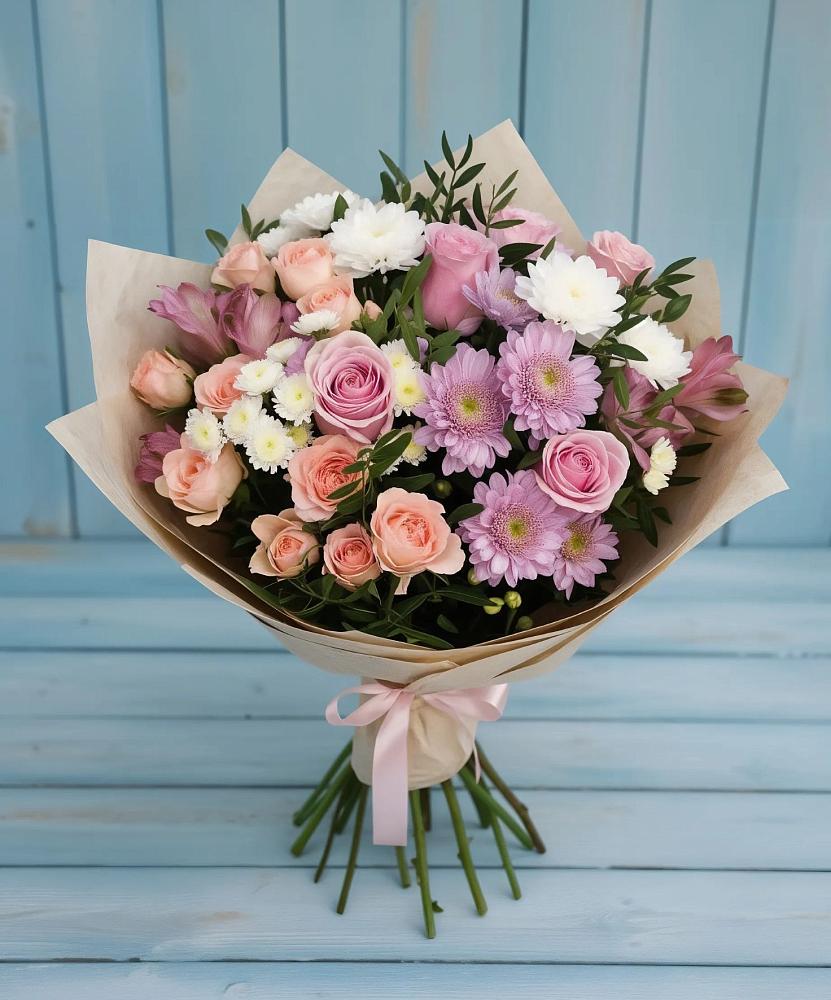 Букет цветов из: Хризантемы, Розы и Альстромерии в Мордвес