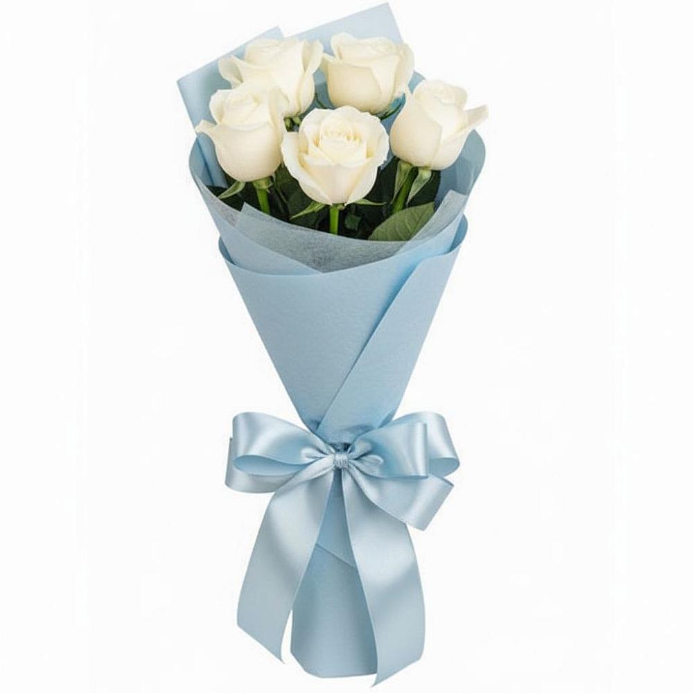 Букет 5 Белых роз Проуд в Мордвес