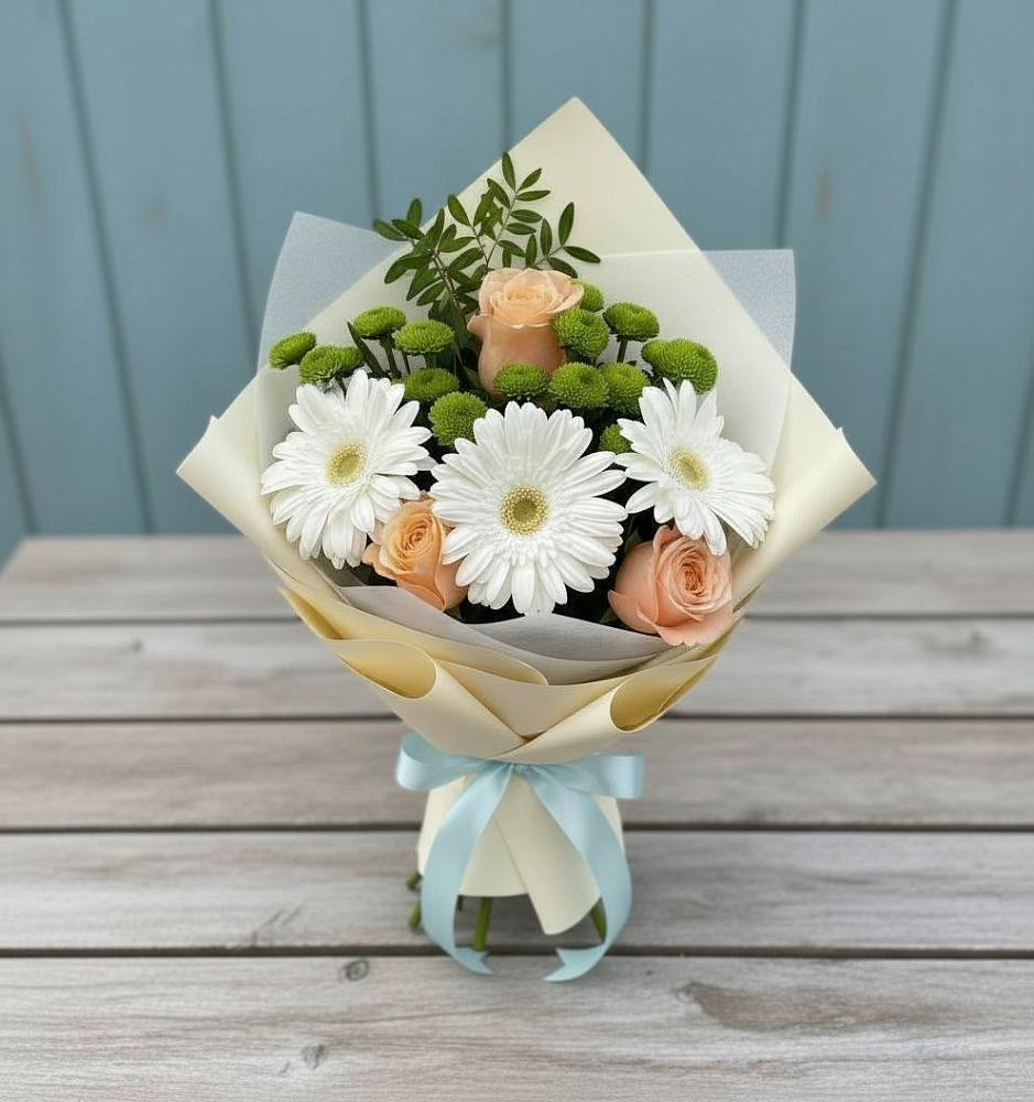 Букет цветов из: Герберы, Розы и Хризантемы в Мордвес