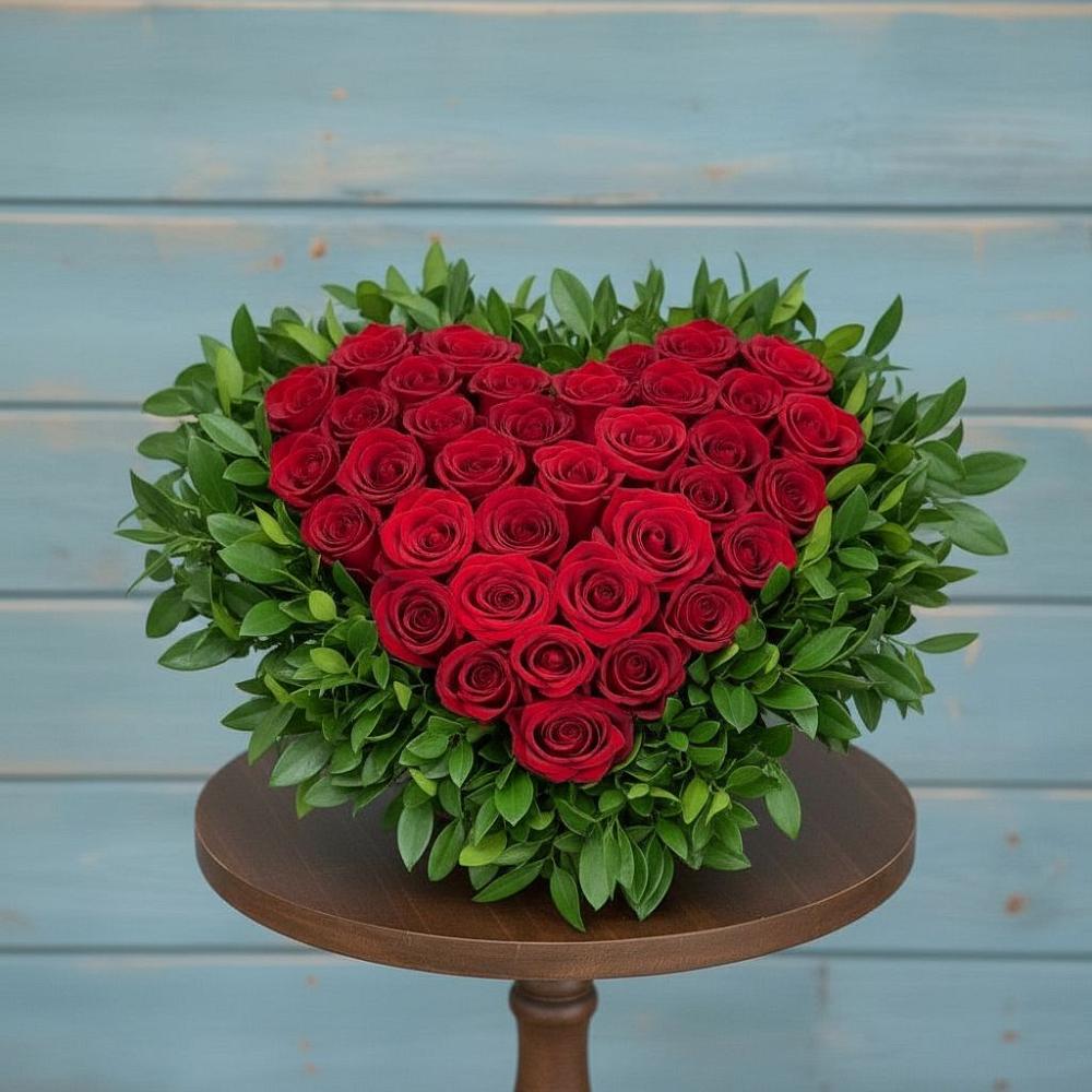 Цветочная композиция из Розы в виде сердца в Мордвес