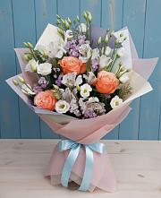 Букет цветов из:  Лизиантусы, Розы, Альстромерии и Гипсофила #REPLACE_PRED# Мордвес