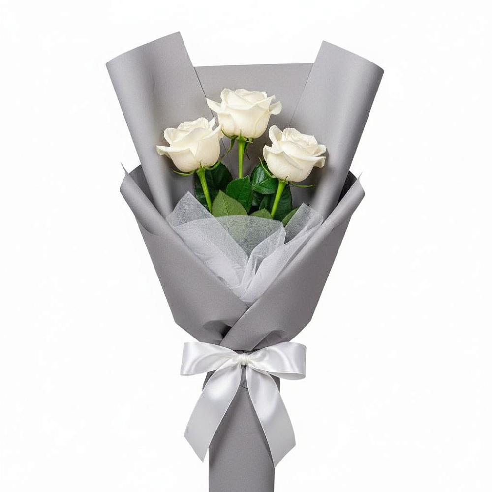 Букет 3 белые розы в Мордвес