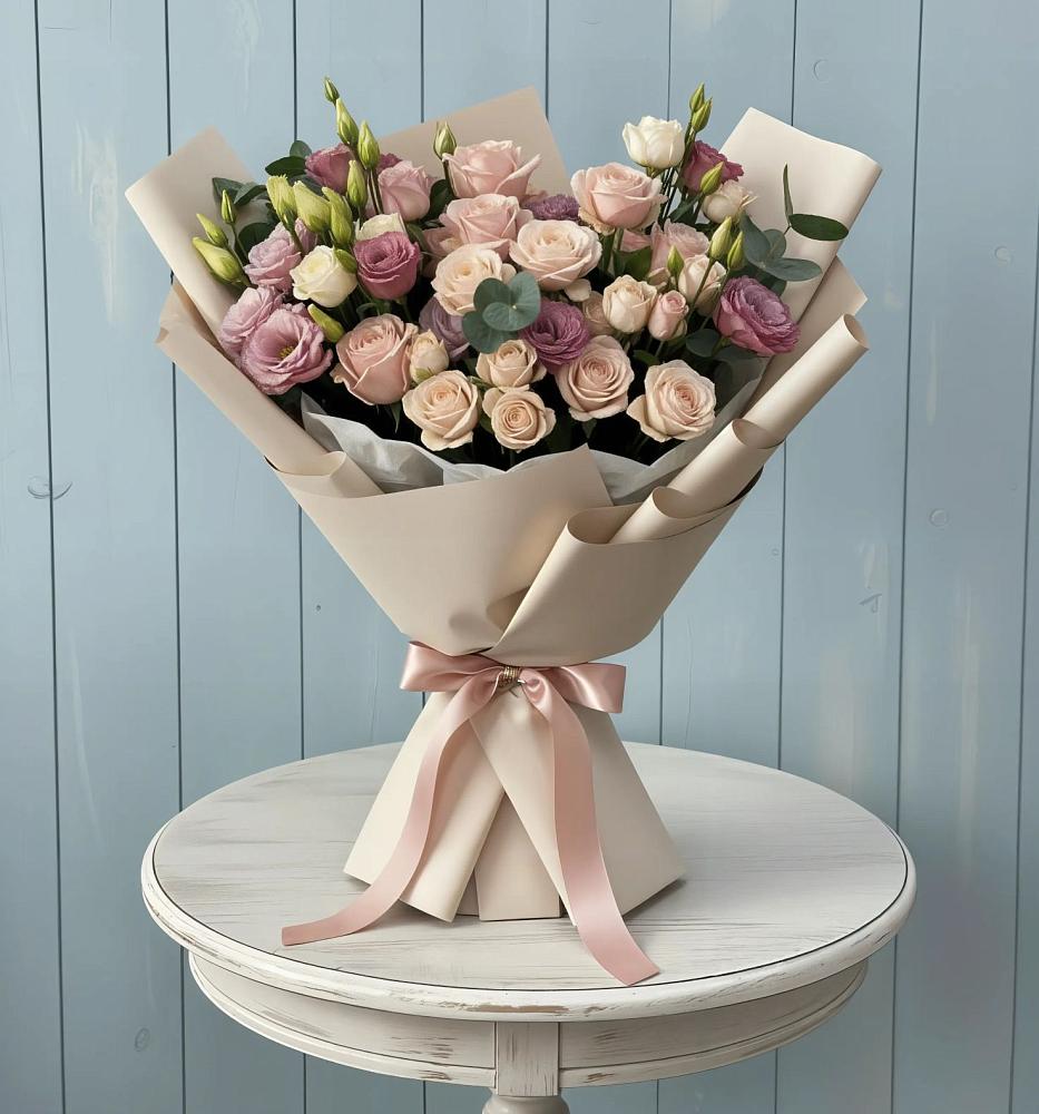 Букет цветов из: Розы и Лизиантусы в Мордвес