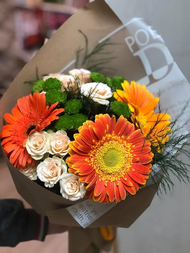 Букет цветов из: Герберы, Хризантемы и Розы в Мордвес