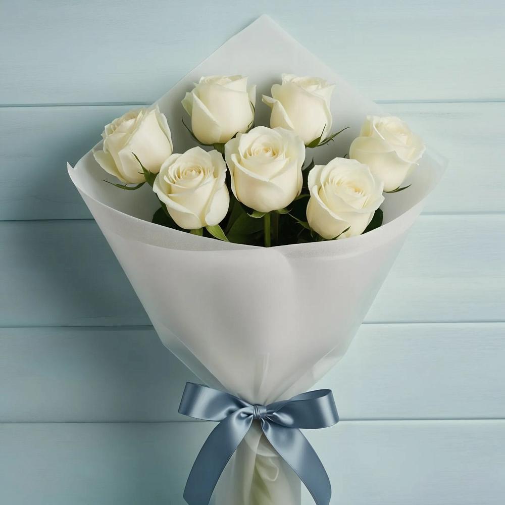 Букет 7 Белых роз Эдлесс Лав в Мордвес
